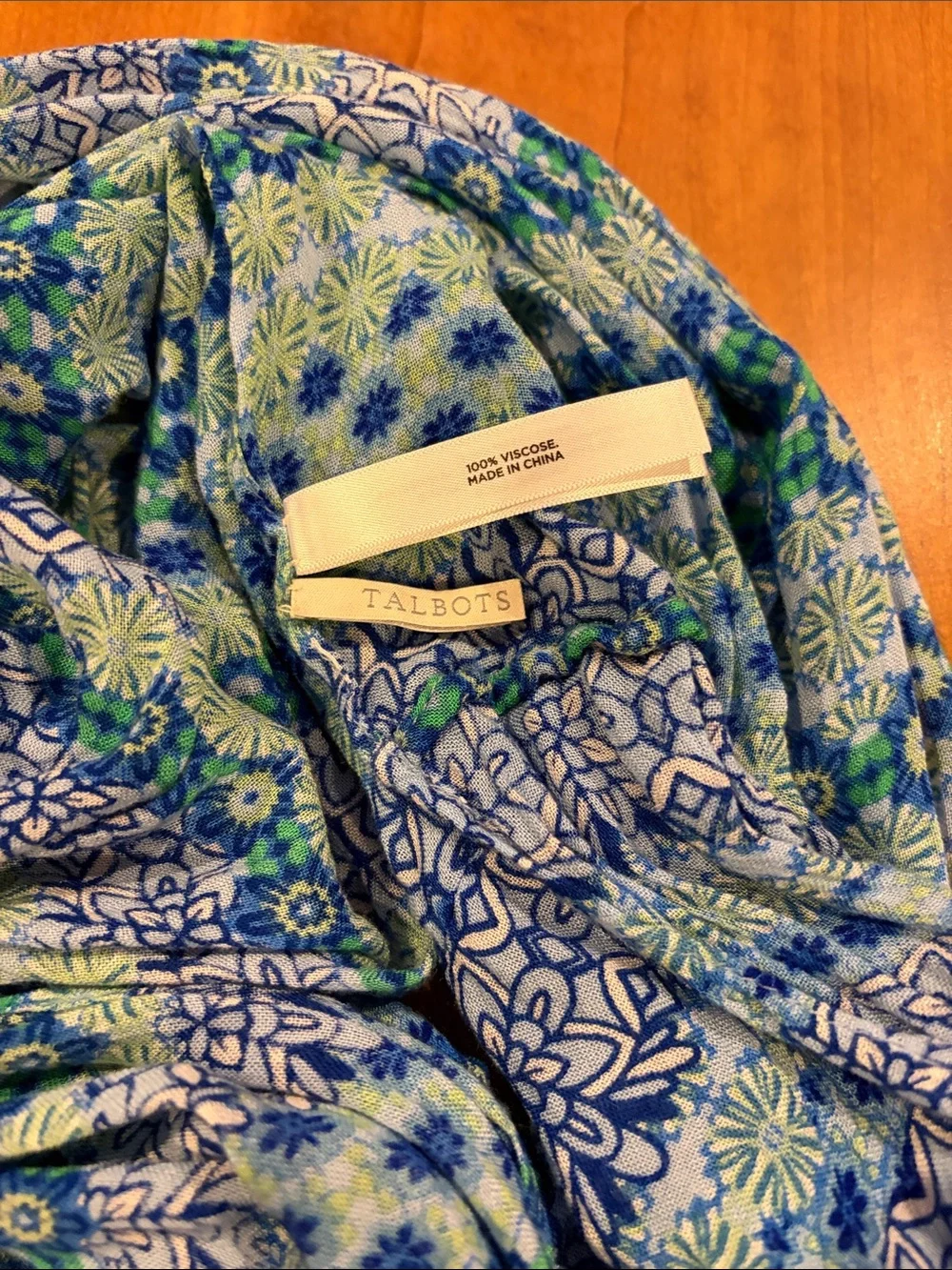 Talbot’s Blue & Green Floral Infinity Scarf